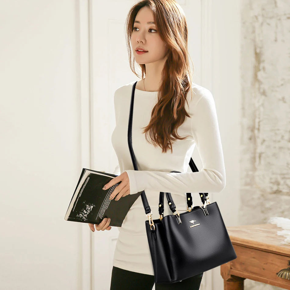 Women's Luxury Leather Tote Crossbody Bag