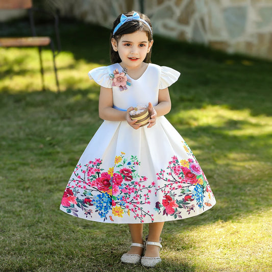 Girls' Floral Princess Party Dress
