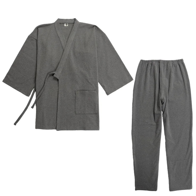 Men's Japanese Kimono Cotton Pajama Set