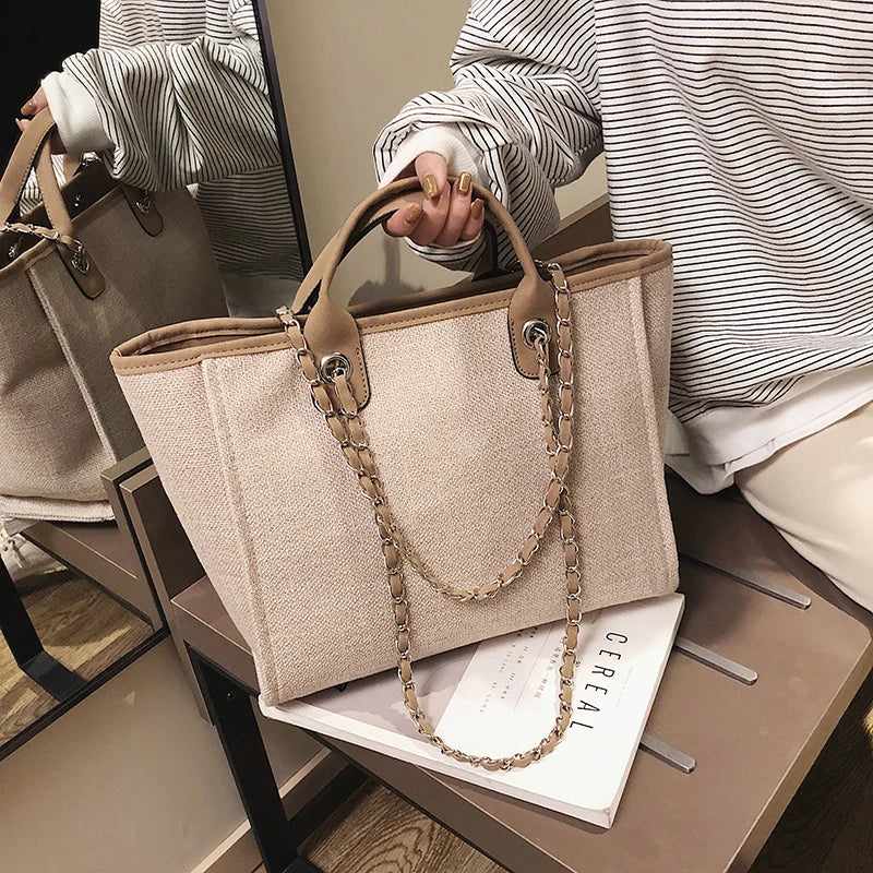 Canvas Chain Shoulder Tote