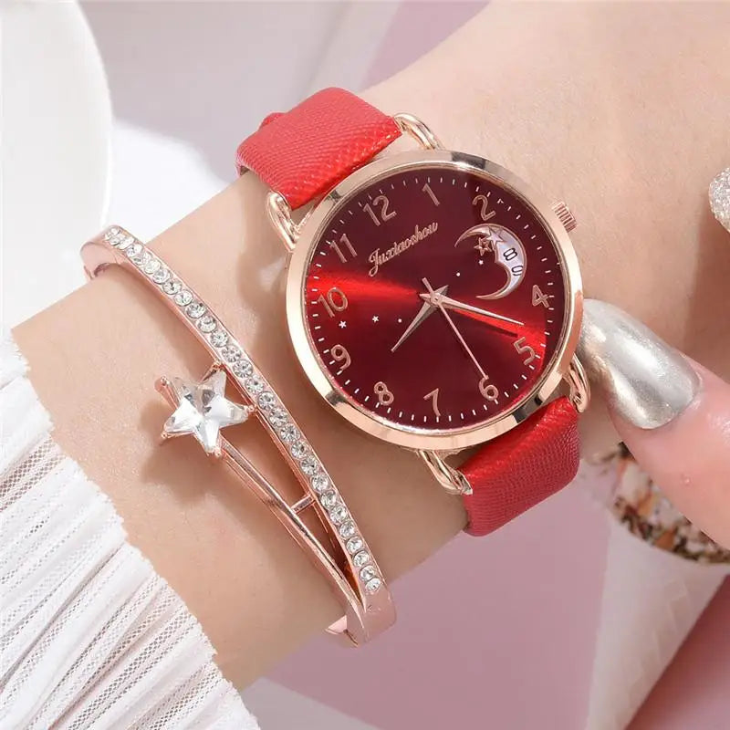 Women's White Leather Quartz Watch