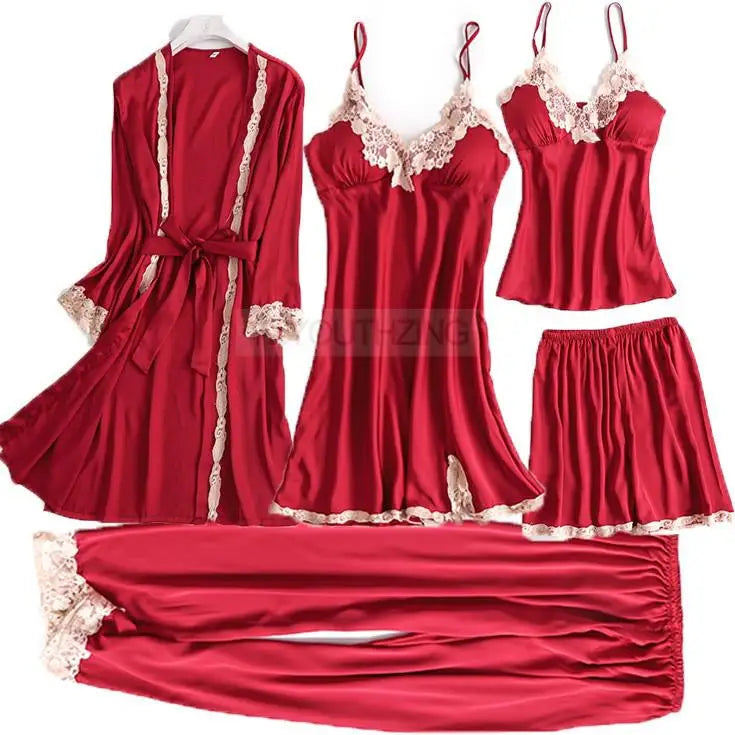 Lace Satin Women Pajama Set
