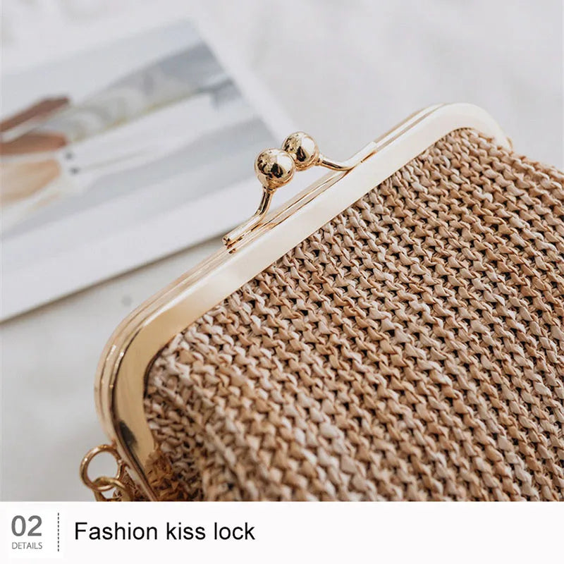 Women's Straw Boho Crossbody Bag
