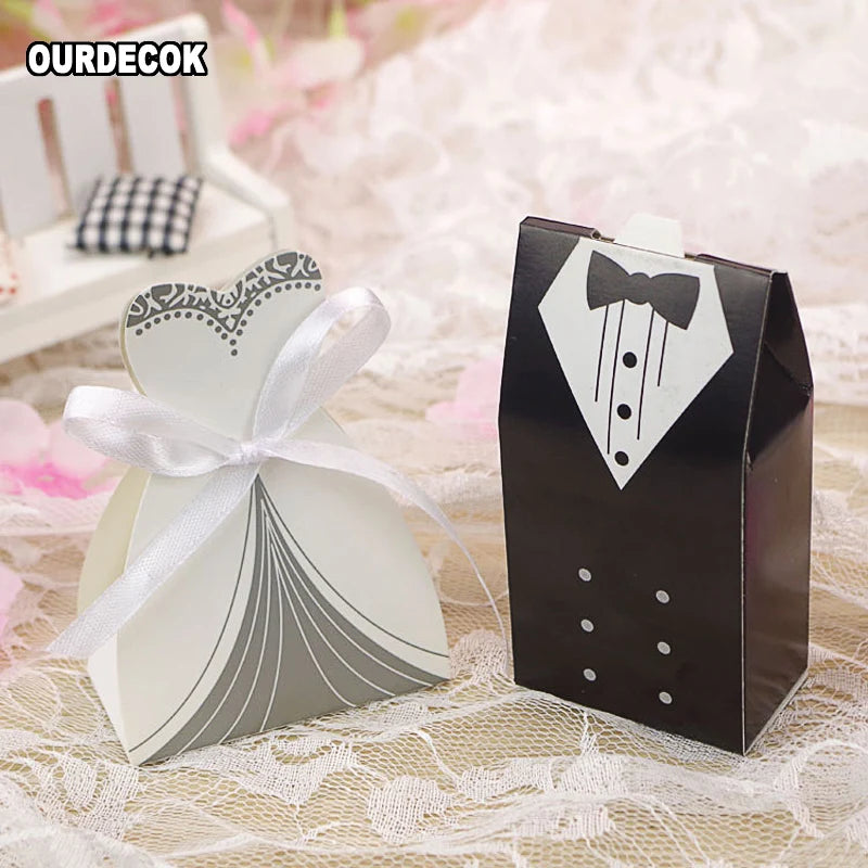 Elegant Candy Box Wedding Favor Ribbon 100 Pcs