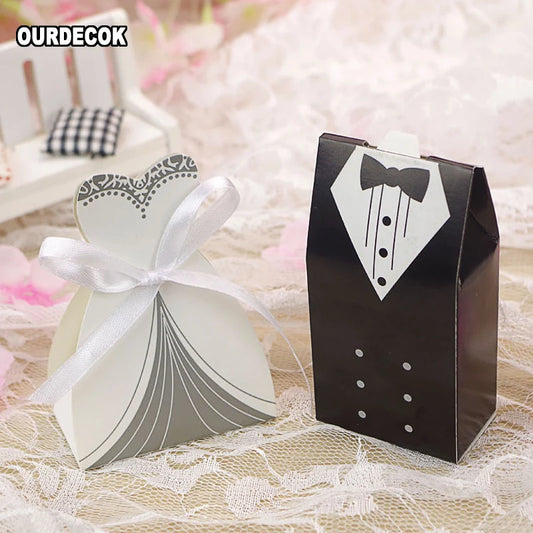 Elegant Candy Box Wedding Favor Ribbon 100 Pcs