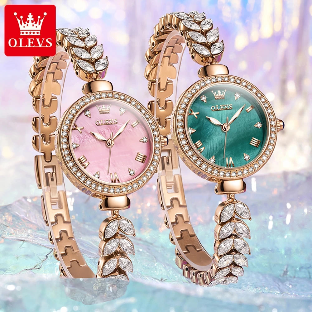 OLEVS Women's Diamond Quartz Watch Steel