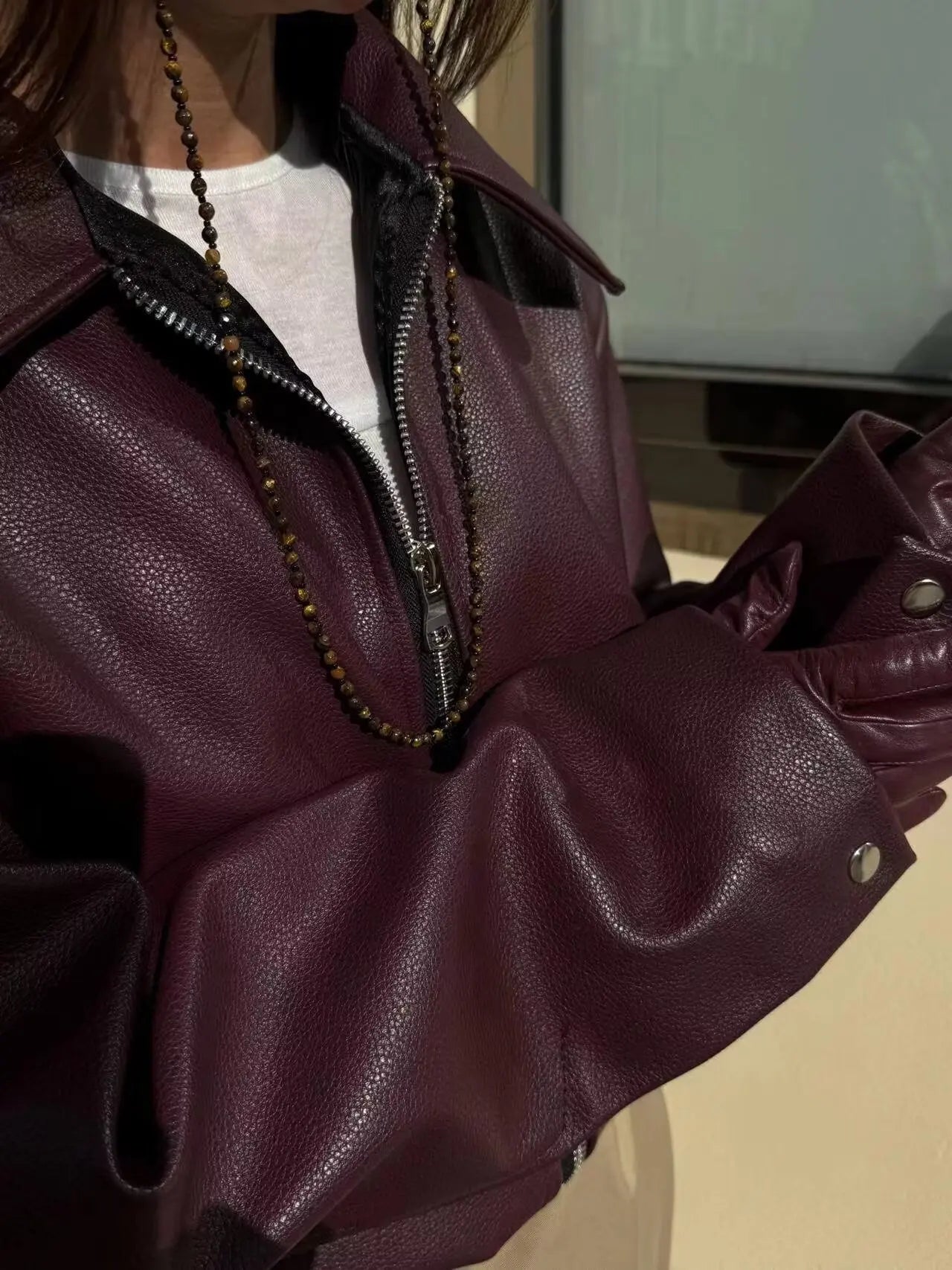 Solid Zipper Bomber Jacket