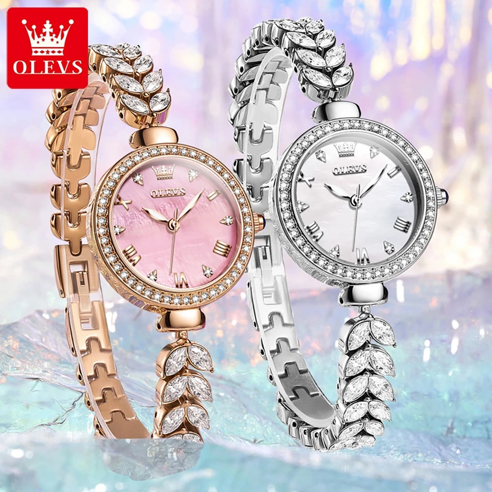 OLEVS Women's Diamond Quartz Watch Steel