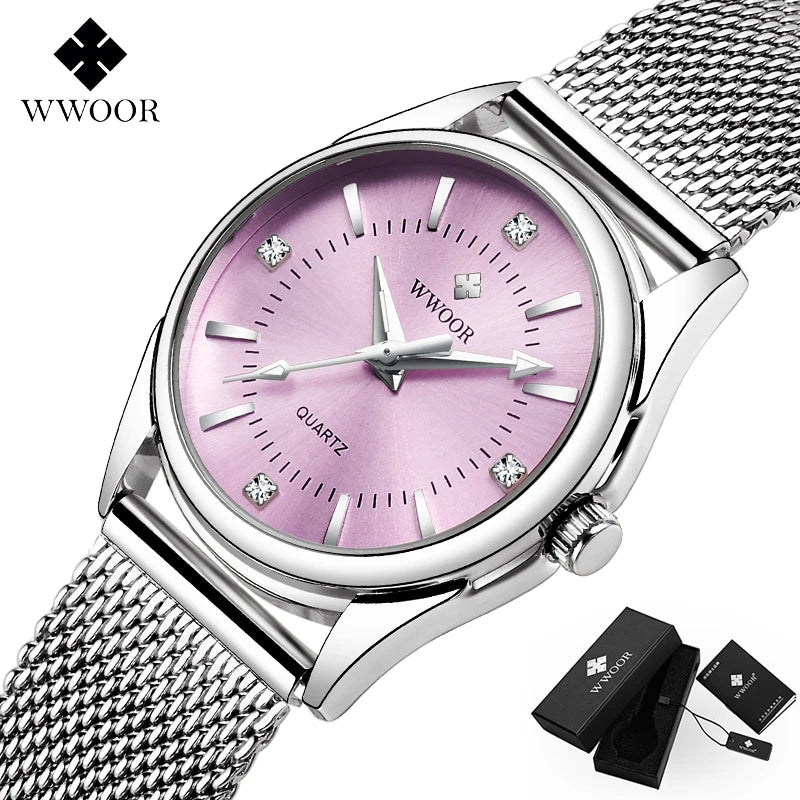 WWOOR Women's Gold Diamond Quartz Watch