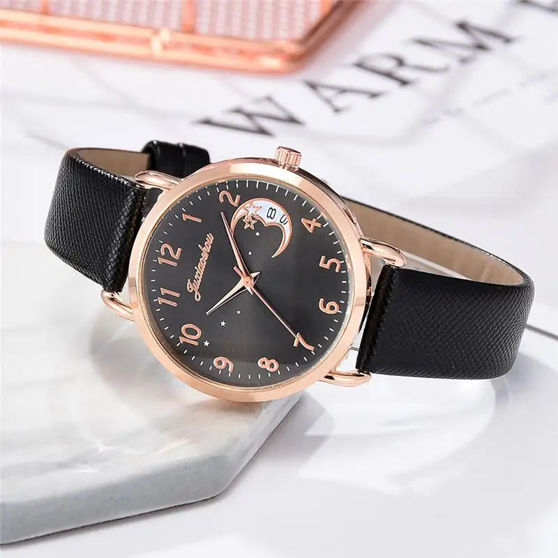 Women's White Leather Quartz Watch