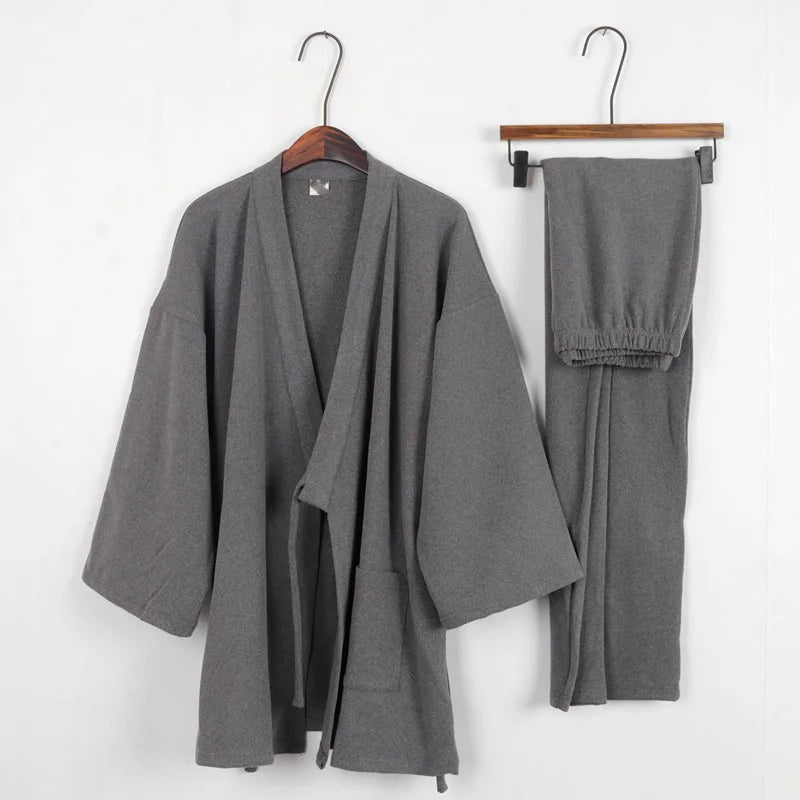 Men's Japanese Kimono Cotton Pajama Set