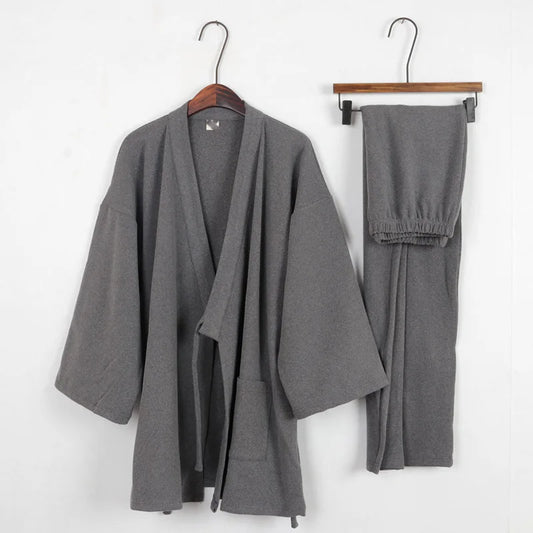 Men's Japanese Kimono Cotton Pajama Set