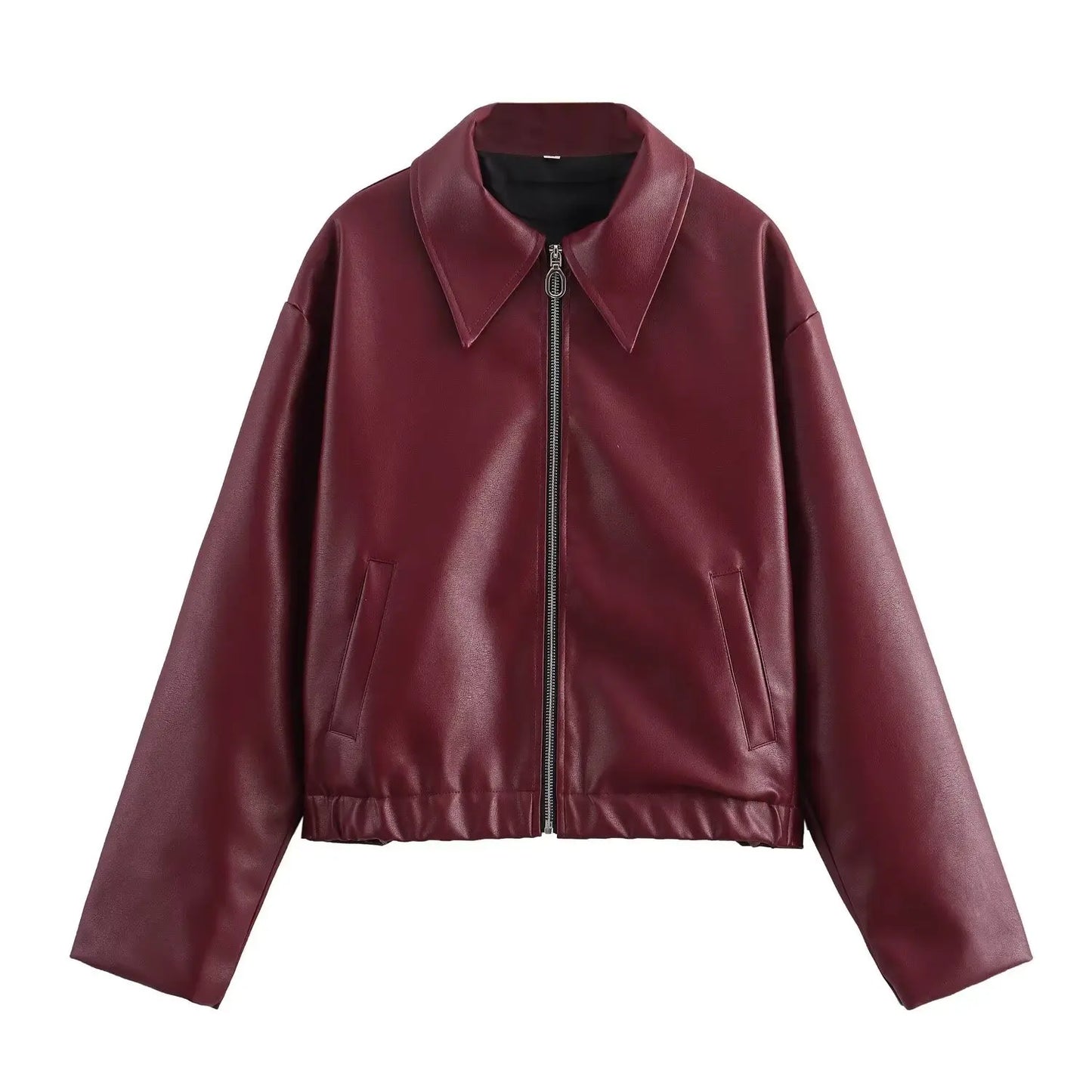 Solid Zipper Bomber Jacket