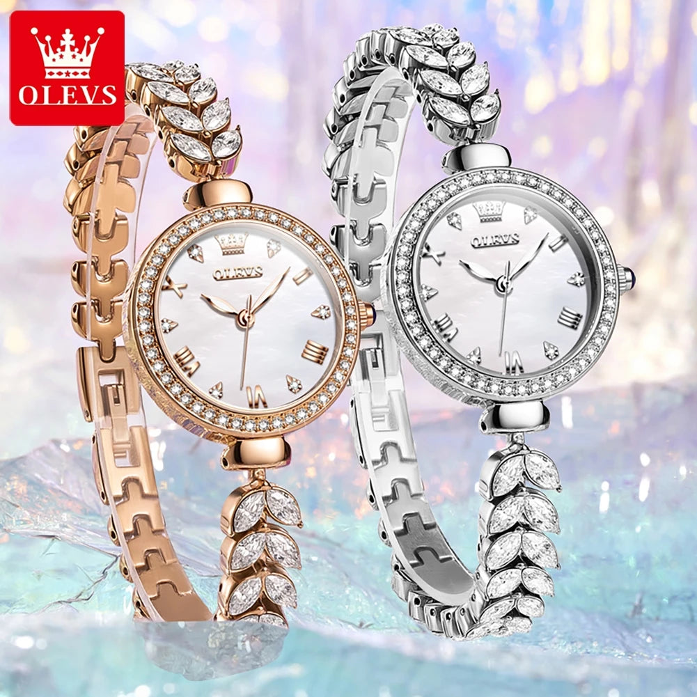OLEVS Women's Diamond Quartz Watch Steel