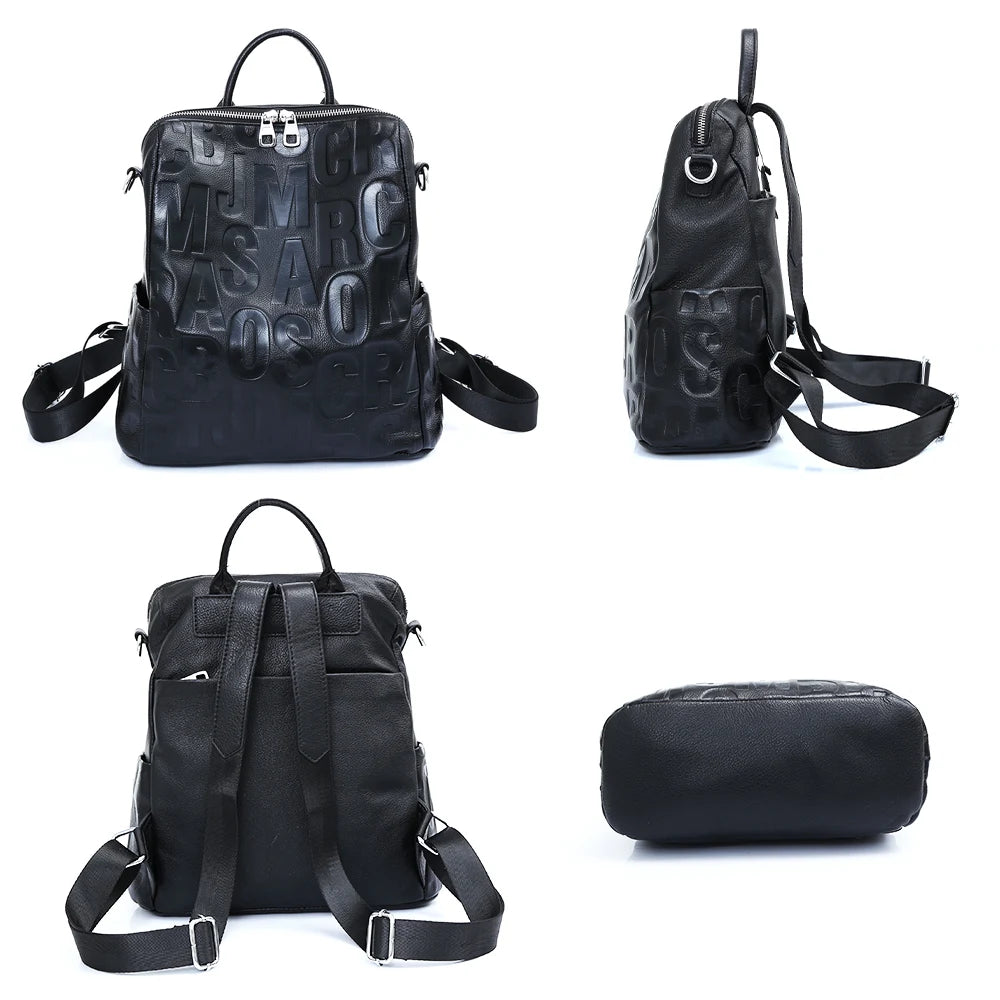 Women's Genuine Leather Backpack School Travel