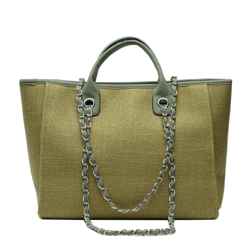 Canvas Chain Shoulder Tote