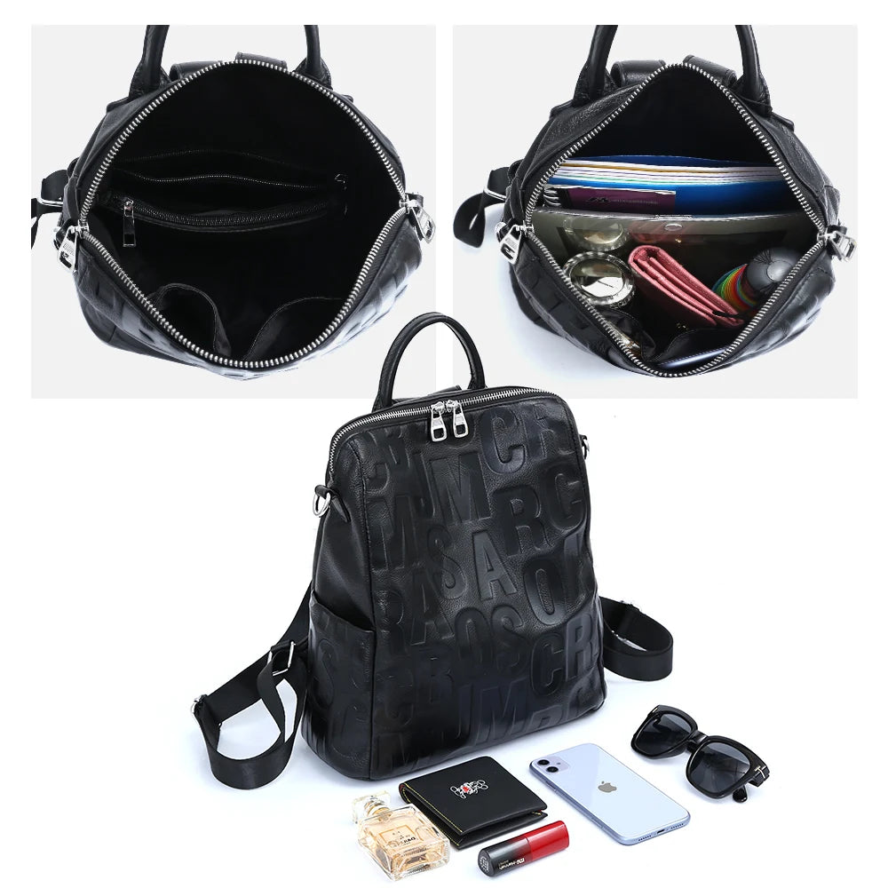 Women's Genuine Leather Backpack School Travel