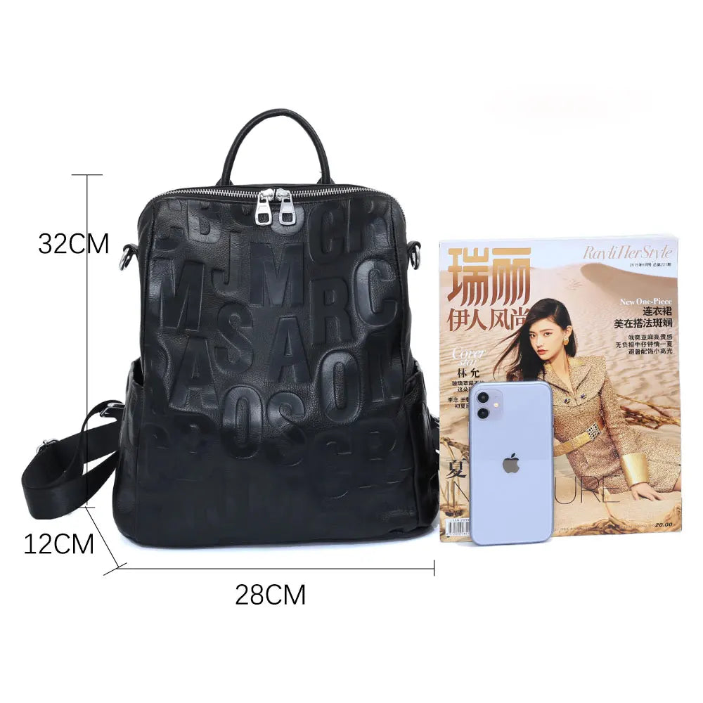 Women's Genuine Leather Backpack School Travel