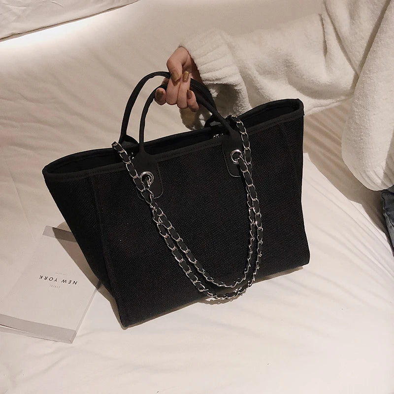 Canvas Chain Shoulder Tote