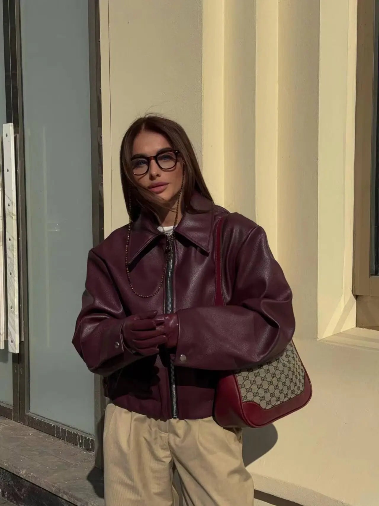 Solid Zipper Bomber Jacket