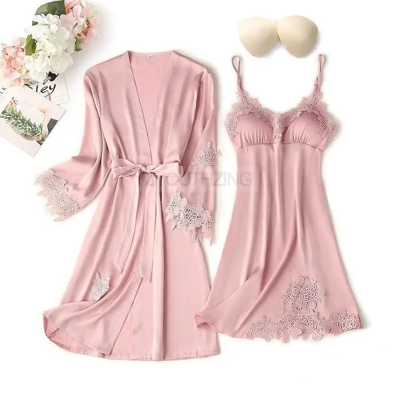 Lace Satin Women Pajama Set