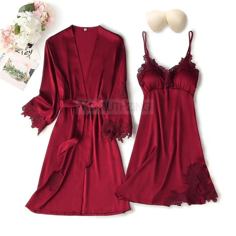 Lace Satin Women Pajama Set