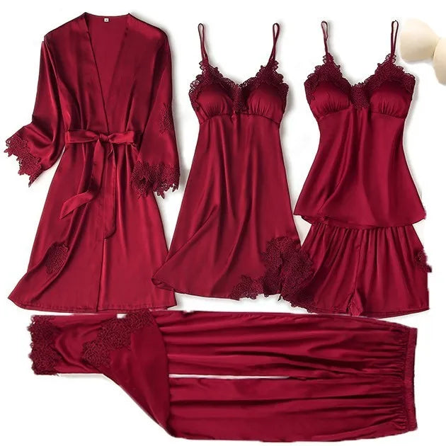 Lace Satin Women Pajama Set