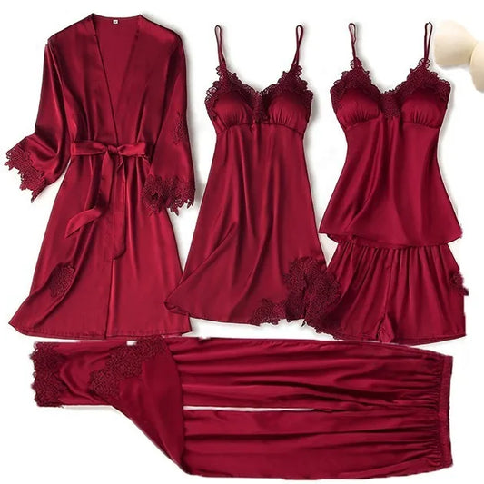 Lace Satin Women Pajama Set