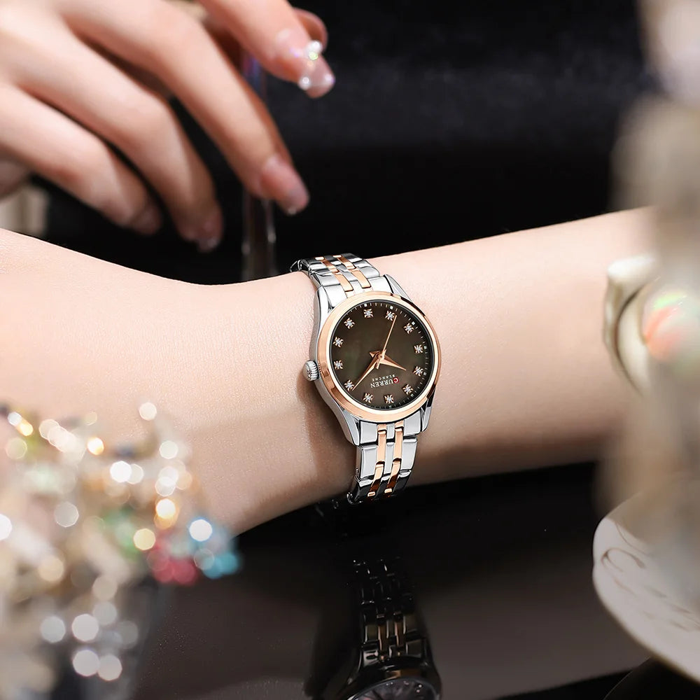 CURREN Women's Diamond Luminous Steel Watch