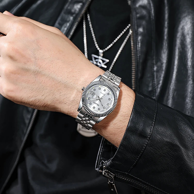 Men's Gold Steel Quartz Watch Date
