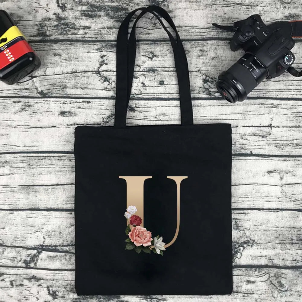 Foldable Letter Tote Shoulder Bag