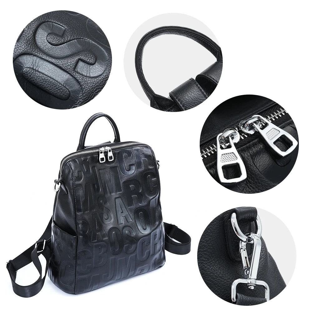 Women's Genuine Leather Backpack School Travel