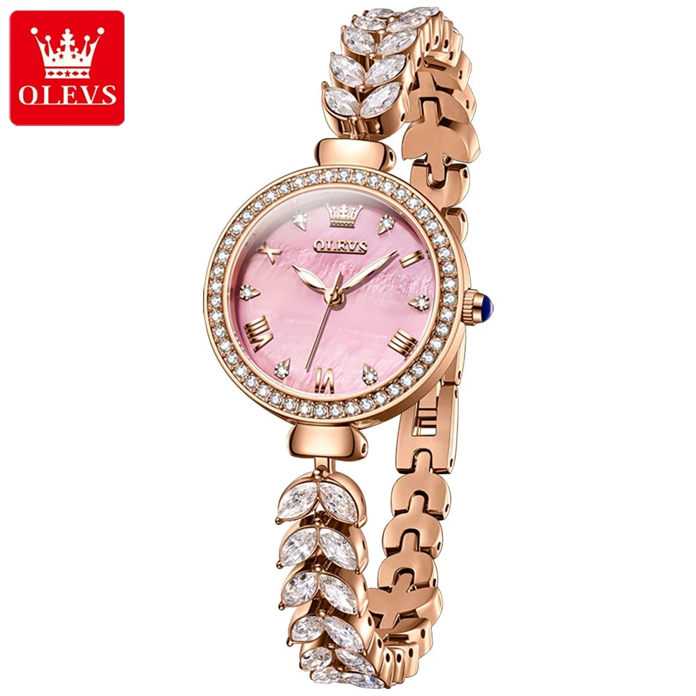 OLEVS Women's Diamond Quartz Watch Steel