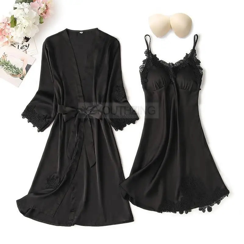 Lace Satin Women Pajama Set