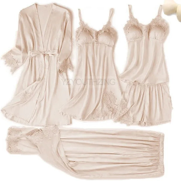 Lace Satin Women Pajama Set