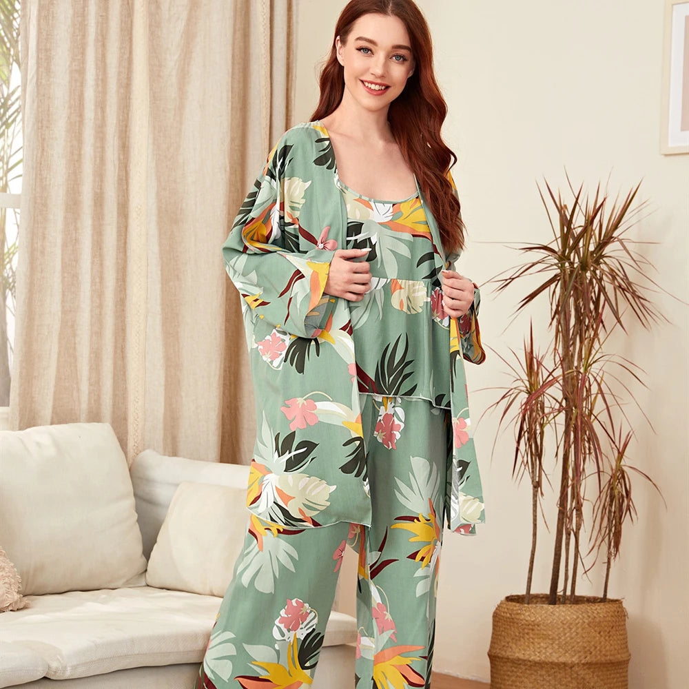 Women's 3-Piece Cartoon Pajama Set