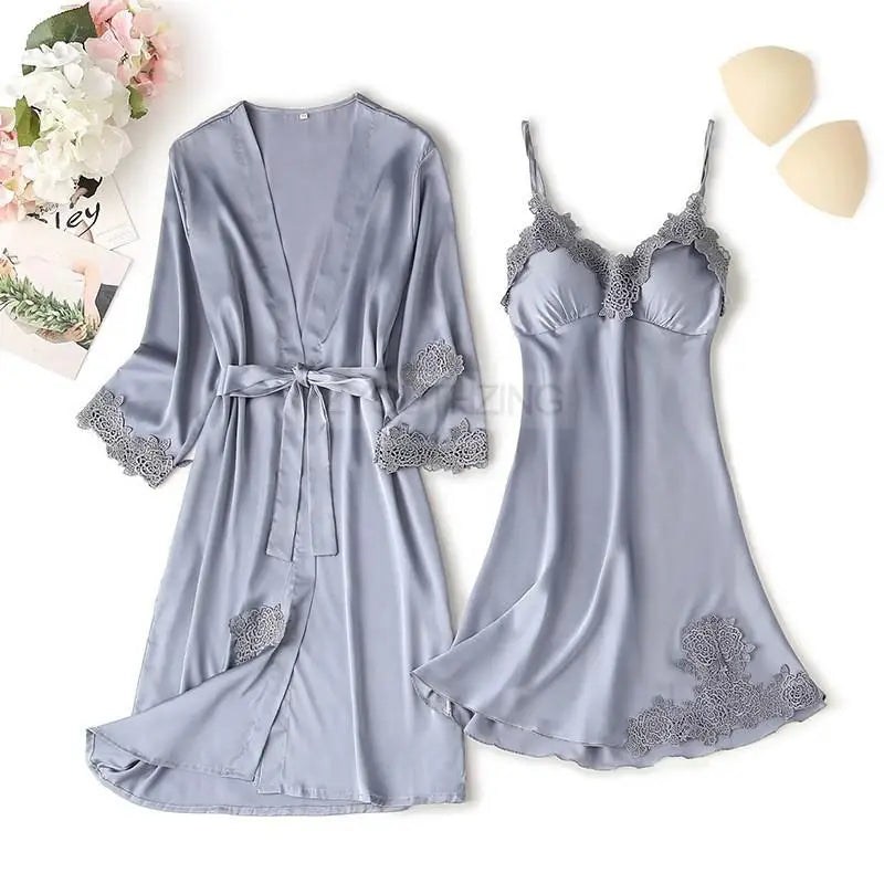 Lace Satin Women Pajama Set