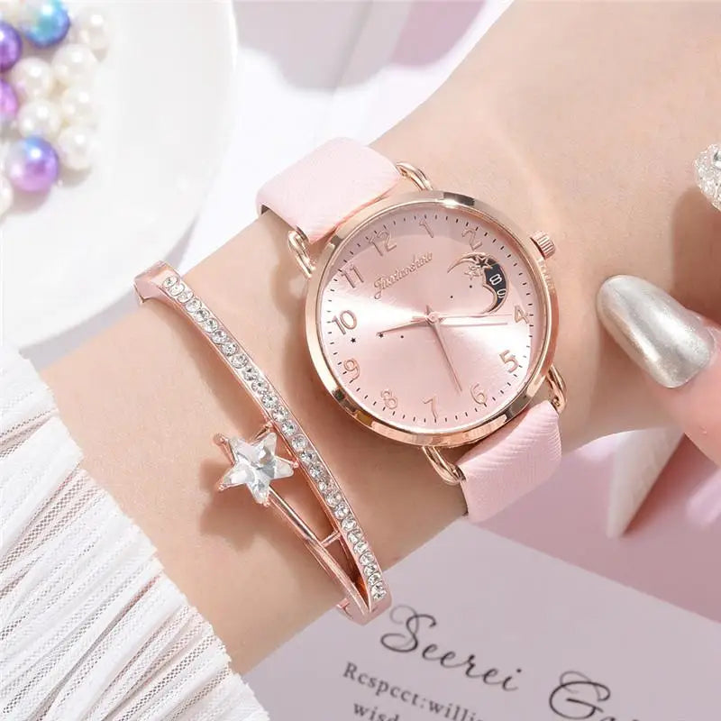 Women's White Leather Quartz Watch