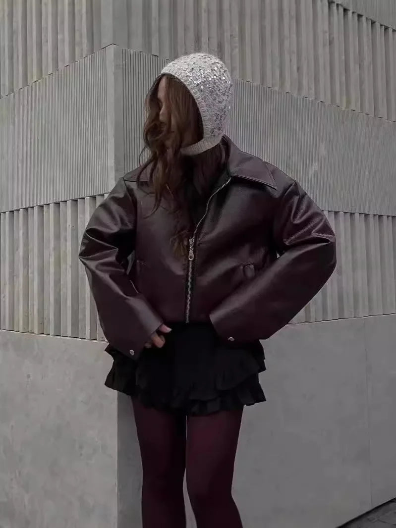 Solid Zipper Bomber Jacket