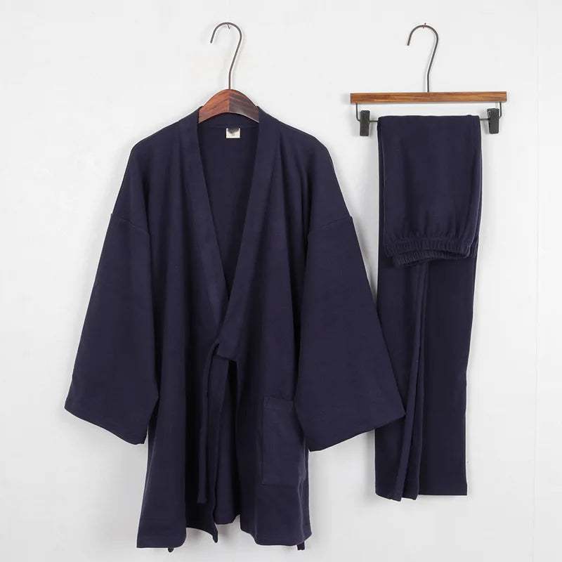 Men's Japanese Kimono Cotton Pajama Set