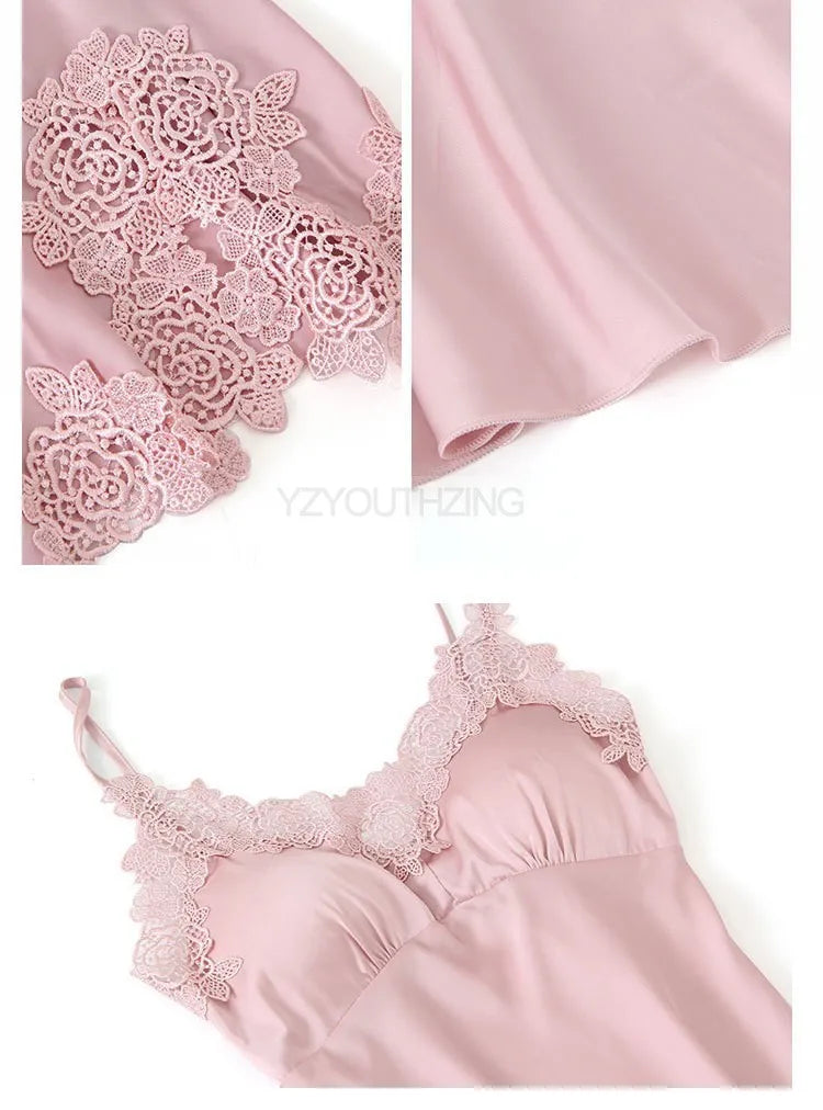 Lace Satin Women Pajama Set