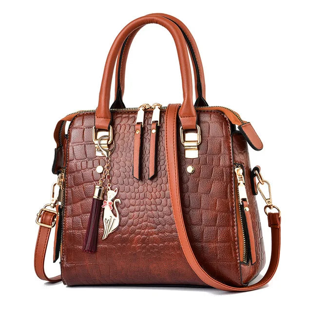 Crocodile Tassel PU Shoulder Bag