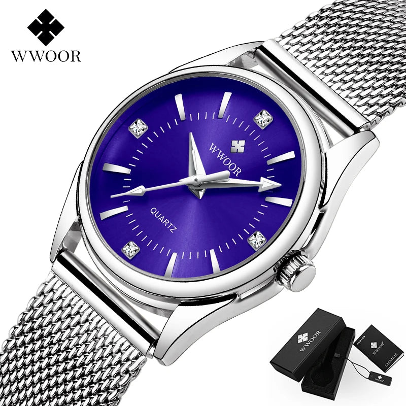 WWOOR Women's Gold Diamond Quartz Watch