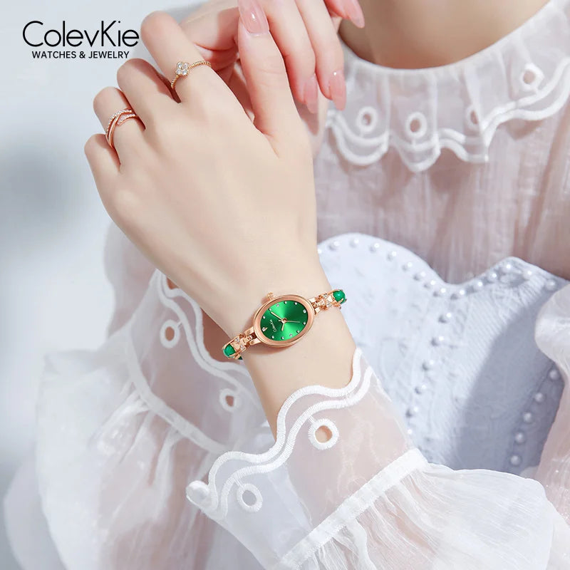 Women's Green Oval Diamond Quartz Watch
