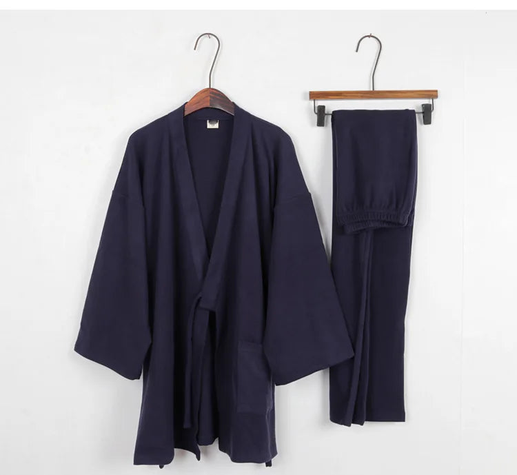 Men's Japanese Kimono Cotton Pajama Set