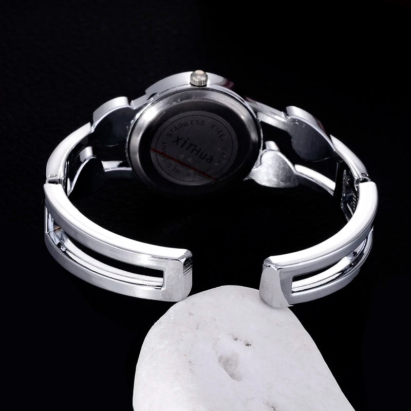 Women's Vintage Heart Crystal Steel Watch