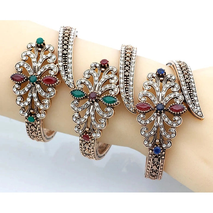 Women's Antique Gold Cuff Bangle Bracelet