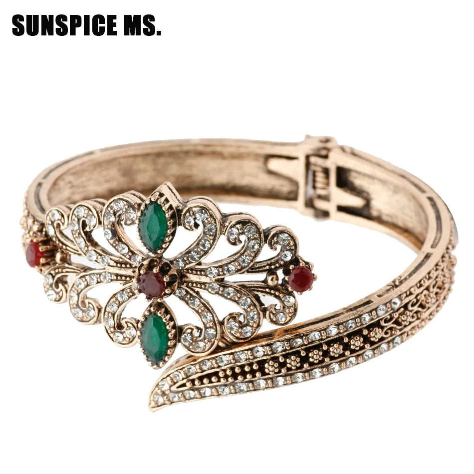 Women's Antique Gold Cuff Bangle Bracelet