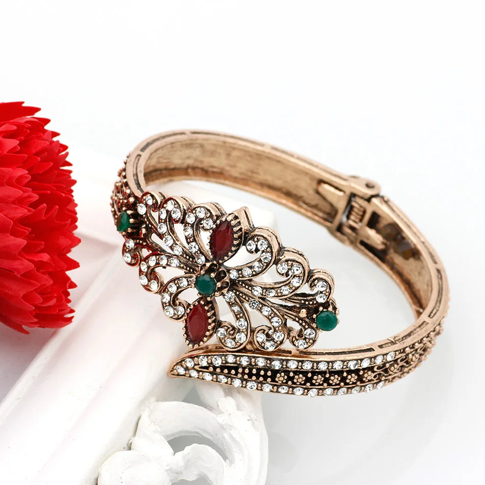 Women's Antique Gold Cuff Bangle Bracelet