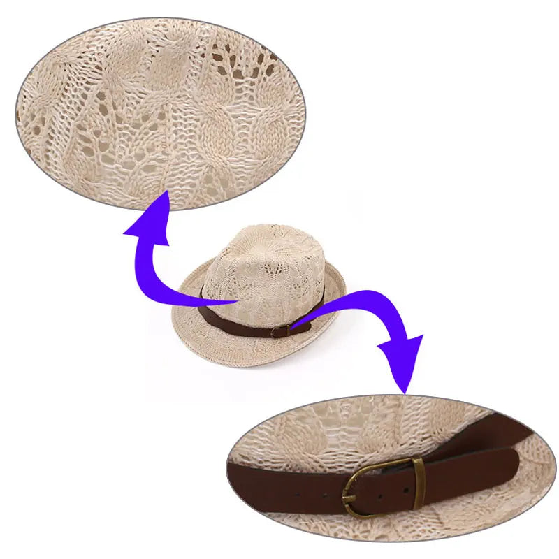 Women's Leather Buckle Jazz Hat